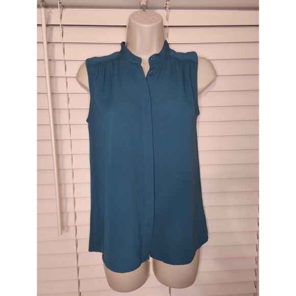 J.CREW Tops - J Crew Women's Sleeveless Ruffle Work Office Blouse Small 00 Teal Preppy Cottage